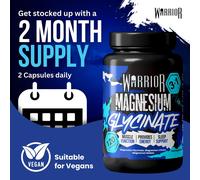 Warrior Magnesium Glycinate 3-in-1 Complex 384mg - High Strength Magnesium Supplements for Men & Women with Glycine & Bisglycinate, 120 Capsules for