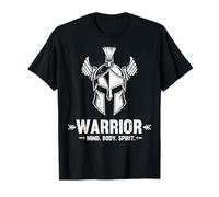 Warrior Mind Body Spirit Motivational Spartan Gym T-Shirt