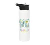 Warrior Not Worrier Butterfly Positive Vibes Women Inspire Stainless Steel Insulated Water Bottle