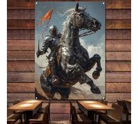 WARRIOR OF CHRIST Artwork Posters and Prints Wall Decorative Banner Flag Christ Jesus Knights Templar Tapestry Wall Hangings Painting Room Garage Gallery Home Decor,38X57 inches