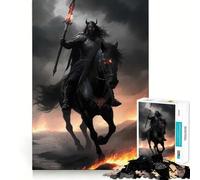 Warrior on Fire Horse 1000 Adult Pieces Jigsaw Puzzle Mind Challenge Toy Neat Cut Perfect Alignment Family Fun Night Activity (50x75cm)