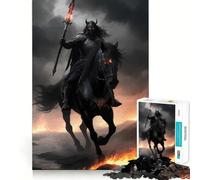 Warrior on Fire Horse Jigsaw for Teenagers 1000 Pieces Memory Fun Game Smooth Burr Free Surface Birthday Gift Brain Teaser Toy (38x52cm)