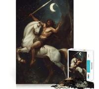 Warrior on Horseback Under Moonlight 1000 Piece Puzzle For Adults Mind Skill Play Laser Cut for Flawless Fit Rewarding Activity for Rainy Days (50x75cm)