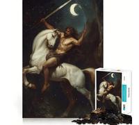 Warrior on Horseback Under Moonlight Jigsaw Puzzle 1000 Recall Fun Play Advanced Laser Cutting Tech Holiday Indoor Entertainment Toy (38x26cm)