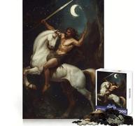 Warrior on Horseback Under Moonlight Teenagers 1000 Piece Jigsaw Puzzle Reasoning Skill Stress Relief Fun Sharp Cut Best Gift (50x75cm)