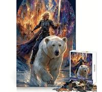 Warrior on Polar Bear Fantasy Art Jigsaw Puzzles for Adults 1000 Pieces Logical Skill Restful Activity Precise Join Holiday Present (38x26cm)