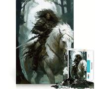 Warrior on White Horse Jigsaw 1000 Pieces Memory Skill Fun Smooth Edge Perfect Interlock Fun-filled Way to Fill Empty Hours (38x26cm)