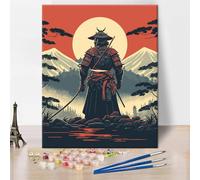 Warrior Paint by Numbers for Adults, Japanese Samurai Acrylic Paint by Number Kits Sword and Sunset Paint by Numbers for Adults Beginner Abstract Artwork Wall Decor Oil Painting 16"x 20" Frameless