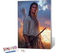 Warrior Paint by Numbers Man Painting by Numbers for Adults Beginner DIY Digital Painting Hobbies for Adults Women with 3 Brush and Acrylic Paints Kit for Home Decor, Gifts 12x16 Inch -zjn26043X