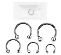 Warrior Piercing Sterile Horseshoe Circular Barbell Septum Nose Tragus Helix Titanium G23 with Two 3mm Balls Single Piece PTYM-01(10)