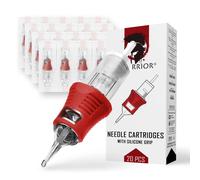 WARRIOR PRO Tattoo Needle Cartridges with Silicone Rubber Handle Sterilized Tattoo Needle Cartridge Round Liner 20 pcs 316L Japanese Surgical Steel
