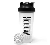 Warrior Protein Shaker Bottle, 600ml with Wire Mixball Blender - Leakproof Clear Gym Bottle for Mixing Whey Protein Shake, Smoothies, Milkshake, Juice, Supplement Drinks - BPA Free, Dishwasher Safe
