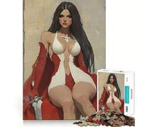 Warrior Queen in Red Adults 1000 Pieces Puzzle Mental Fun Game Advanced Laser Cutting Tech Amusing Challenge for Waiting Time (38x52cm)