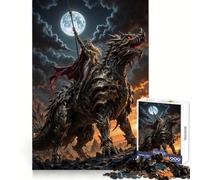 Warrior Queen Riding Dragon Under Moonlight 1000 Pieces Puzzles for Teenagers Memory Training Peaceful Escape Flawless Cut Winter Gift (38x26cm)