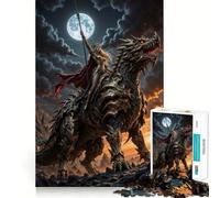 Warrior Queen Riding Dragon Under Moonlight Jigsaw Puzzles for Adults 1000 Think Boost Game Precise Interlock Structure Easy to Learn Family Enjoyment (38x52cm)