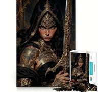 Warrior Queen with Golden Sword 1000 Piece Jigsaw Puzzles Mind Challenge Toy High Precision Die Cut Amusing Challenge for Waiting Time (50x75cm)