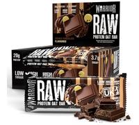 Warrior RAW Protein Bars 12 x 75g - 20g High Protein Bar, Low Sugar High Fibre Oat Protein Flapjack - Protein Snacks, Meal Replacement Bars (Double Chocolate)