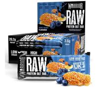 Warrior Raw Protein Flapjacks - 12 Bars x 75g Each - Packed with 20g of Protein - Low Sugar, High in Fibre (Honey Berry)