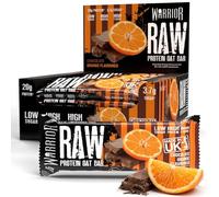 Warrior Raw Protein Bars - 12 x 75g Oat Bar Flapjacks - High Fibre, Low Sugar - Ideal Meal Replacement or Healthy Nutrition Energy Snacks - HFSS/GMP Certified - UK Made (Chocolate Orange)