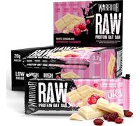 Warrior Raw Protein Flapjacks - 12 Bars x 75g Each - Packed with 20g of Protein - Low Sugar, High in Fibre (White Chocolate Cranberry)