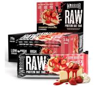 Warrior Raw Protein Bars - 12 x 75g High Protein Snack - High Fibre, Low Sugar - Ideal Meal Replacement or Healthy Nutrition Energy Snacks - Oat Bar Flapjacks - UK Made (Strawberry Cheesecake)