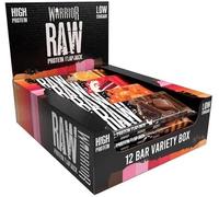 Warrior Raw Protein Bars - 20g Protein Per Bar - High Protein Snack Bars Multipack (12 or 24 Bars, 75g Each) - Low Sugar, High Fibre Breakfast & Meal Replacement Bar - Variety Pack Flapjack