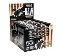 Warrior Raw Protein Bars - 24 x 75g High Protein Snack - High Fibre, Low Sugar - Ideal Meal Replacement or Healthy Nutrition Energy Snacks - Oat Bar Flapjacks - UK Made (Cookies & Cream)