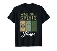 Warrior Spirit Honor - Camo Panels Bonsai Art Samurai T-Shirt