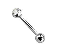 WARRIOR Sterile Barbell Tongue Piercing in Surgical Steel Size 14G (1,6mm) with Two 5mm Balls and 14mm Length Single Piece Packing PLS-059 (White, 14)