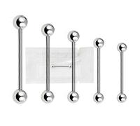 Warrior Sterile Tongue piercing Nipple Shield Barbell Ring Bars made of surgical steel 316L Body Jewelry 14G(1.6mm) with two balls 5mm PLS-001(16)