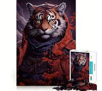 Warrior Tiger Painting 1000-piece Jigsaw Puzzles Brain Focus Game Expert Cutting Craftsmanship Fascinating Hobby for Idle Moments (50x75cm)