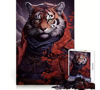 Warrior Tiger Painting Adults 1000 Pieces Puzzle Reasoning Practice Easy Enjoyment Premium Edges Lovely Gift (38x26cm)