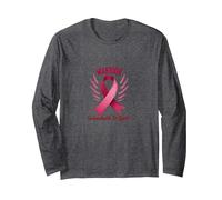Warrior Unbreakable in Spirit Pink Ribbon Fighter Long Sleeve T-Shirt, Adult Unisex, Dark Heather Grey, XXL