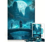 Warrior Under Moonlight Jigsaw 1000 Piece Mind Skill Play Stable Fit No Shifting Parts Enjoyable Pastime for Long Weekends (50x75cm)