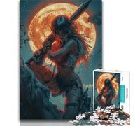 Warrior Under The Moon Jigsaw Puzzles for Teenagers 1000 Piece,Educational Games Home Decoration Artists Collection,Fine Art (75x50cm)