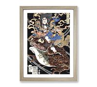 Warrior Upon A Toad By Utagawa Kuniyoshi Asian Japanese Framed Print | A3 Oak Framed Wall Art | Ready to Hang | Asian Nature Picture | Living Room Bedroom Lounge Office