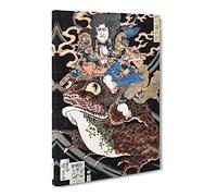 Warrior Upon A Toad By Utagawa Kuniyoshi Canvas Print | Gallery Wrapped 30mm Frame Wall Art | 20x14 inches | Ready to Hang | Asian Animals Picture | Living Room Bedroom Lounge Office