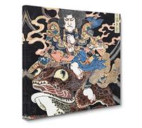 Warrior upon a Toad by Utagawa Kuniyoshi Canvas Print | Gallery Wrapped 30mm Frame Wall Art | 20x20 inches | Ready to Hang | Asian Animals Picture | Living Room Bedroom Lounge Office