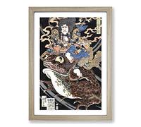 Warrior Upon a Toad by Utagawa Kuniyoshi Framed Print | A2 Oak Framed Wall Art | Ready to Hang | Modern Nature Picture | Living Room Bedroom Lounge Office