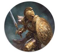 Warrior Wearing Golden Plate Armor, Holding Sword And Shield Jigsaw Puzzles Challenge Toy Educational Games Home Decoration for Adults& Teenager Age 14 Years Up 1000pcs (67.5x67.5cm)