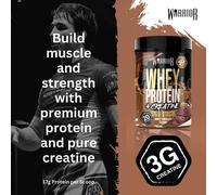 Warrior Whey Protein Powder + Creatine 500g, 20 Servings - High Protein Shake Supplement for Muscle Growth, Recovery & Weight Loss - Low Sugar, Lo