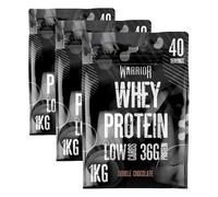 Warrior Whey Protein Powder | High Protein Shake up to 36g for Muscle Growth, Recovery & Lean Muscle | Low Carb, Low Fat, Low Sugar | Gym & Fitness Protein Supplement |Double Chocolate 1kg (Pack of 3)