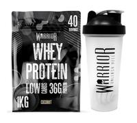 Warrior Whey Protein Powder | High Protein Shake up to 36g for Muscle Growth, Recovery & Lean Muscle | Low Carb, Low Fat, Low Sugar | Gym & Fitness Protein Supplement |Coconut 1kg + Shaker