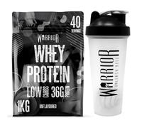 Warrior Whey Protein Powder | High Protein Shake up to 36g for Muscle Growth, Recovery & Lean Muscle | Low Carb, Low Fat, Low Sugar | Gym & Fitness Protein Supplement |Unflavoured 1kg + Shaker