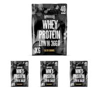 Warrior Whey Protein Powder | High Protein Shake up to 36g for Muscle Growth, Recovery & Lean Muscle | Low Carb, Low Fat, Low Sugar | Gym & Fitness Protein Supplement | Salted Caramel 1kg (Pack of 4)
