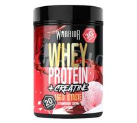 Warrior Whey Protein Powder + Creatine 500g - Sports Nutrition Shake for Muscle Growth, Performance, and Recovery - Enjoy Post Workout - Low Sugar - 20 Servings (Strawberry Crème)