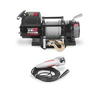 Warrior Winches Ninja Electric Winch 4500lb 12v - Wired Hand Control, Power In/Out High Torque Motor - HD Contacts, Steel Planetary Gearing, Mounting Plate, Hook, Full Load-Holding Brake - Steel Rope