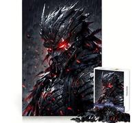 Warrior with Glowing Red Eyes Jigsaw 1000 Pieces for Adults Focus Ability Time Well Spent Interlock Well Xmas Surprise (50x75cm)