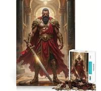 Warrior with Sword in Golden Armor Puzzle for Adults 1000 Pieces Memory Play Game Firm Fit Secure Assembly Meaningful Connection Building Game (38x52cm)