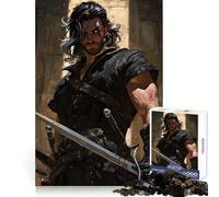 Warrior with Swords Digital Art 1000 Piece Jigsaw Puzzles for Adults Jigsaw Memory Strength Pleasant Downtime Fine Cut Meaningful Gift (38x52cm)